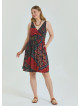 V Neck Robe Black Patterned Plus Size Dress 4585